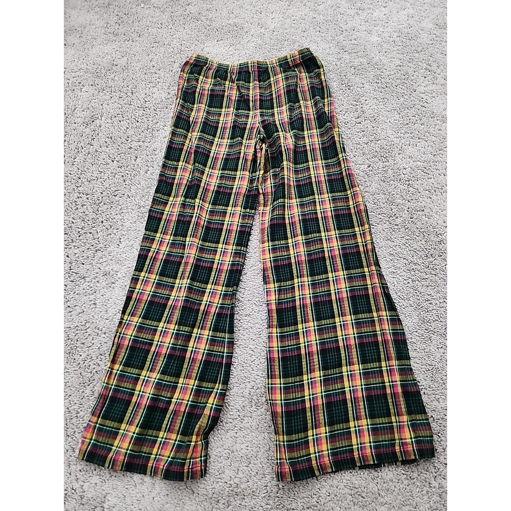 Savage X Fenty Pajama Pants Womens Small Plaid Cutout Lace Up Back